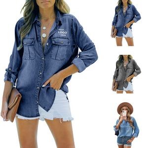 Women's Button Down Denim Shirt